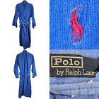 Polo Ralph Lauren Vintage Bath Robe Mens OS Cotton Cozy Blue Belted S/M Flaw