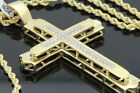 10K YELLOW GOLD .28 CARAT 2.25 INCH REAL DIAMOND CROSS PENDANT - WITHOUT CHAIN
