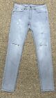 Ringspun Mens Skinny Ripped Jeans, size 32W 32L, Grey stretch, J 258