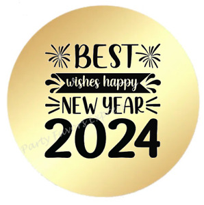 BEST WISHES HAPPY NEW YEAR GOLD FOIL ENVELOPE SEALS LABELS STICKERS PARTY FAVORS