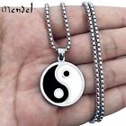 MENDEL Mens Stainless Steel Protection Amulet Ying Yin Yang Pendant Necklace Men