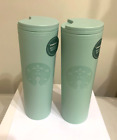 (2) Starbucks Recycled Plastic Matte Teal Hot Travel Tumbler 16 oz 2020