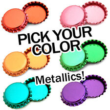 100 Metallic Bottle Caps PICK A COLOR Shiny Colors Craft Linerless FREE SHIPPING