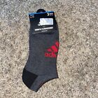 3 Pair Adidas No Show Socks, Men's Shoe 6-12, Gray, Red, Ankle, Athletic, M