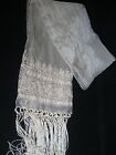Vintage Elegant lace fashion Creme Sheer scarf shawl wrap stole tassels EUC!