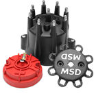 MSD Distributor Cap and Rotor Kit 84336; HEI / Male Black V8, Billet, Pro-Billet
