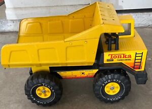 Vintage Mighty Tonka XMB-975 Loader Metal Dump Truck Yellow Turbo Diesel