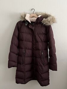 Ralph Lauren Jacket Womens Medium Purple Puffer Fur Hood Long Down Warm Winter