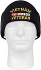 Black Vietnam Veteran Watch Cap Acrylic Embroidered Military Vet Winter Hat