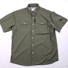 Poncho Pearl Snap Shirt Mens L Green Regular Fit Short Sleeve Vented Fishing