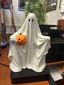 1980's vintage Halloween Decor Pumpkin Ghost  ceramic 10 inch