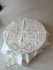 Vintage Hand Embroidered Tablecloth Exquisite Antique Linen 68” by 48”