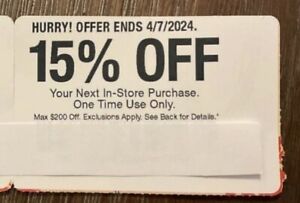 New ListingHOME DEPOT Coupon of 15% OFF Your next IN-STORE ONLY Exp:4/17/24