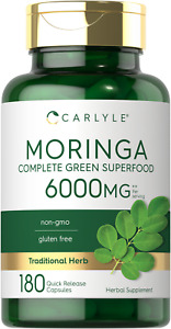 Moringa Oleifera Capsules 6000 mg | 180 Count | Green Superfood | by Carlyle