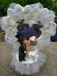 New ListingVintage 1980 Wedding Cake Topper Children Bride & Groom USA