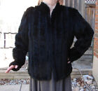 Black Fur Knit Sheared Beaver Fur Bolero Jacket Coat Large Very PLUSH