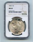 1922 Silver Peace Dollar (MS63) NGC