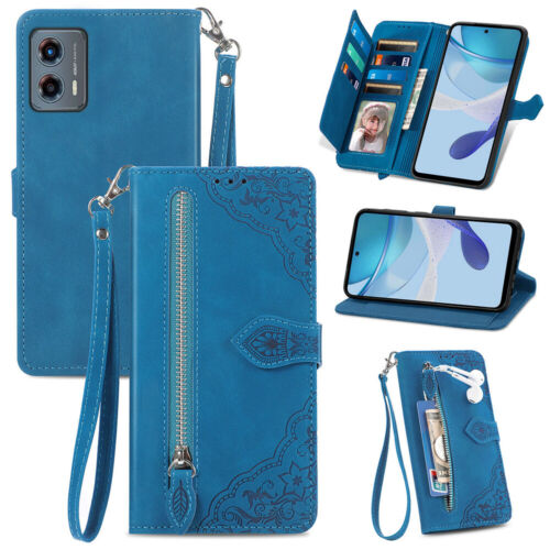 For Motorola G Stylus 5G 2023 Play 2023 5G Plus Leather Zipper Wallet Phone Case