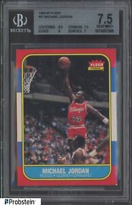1986-87 Fleer Basketball #57 Michael Jordan RC Rookie HOF BGS 7.5 w/ 8.5