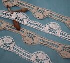 LOT Antique French Bobbin Lace Ribbon Linen Handmade Le Puy Trim Vintage LOTE