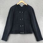 CAbi Blazer Womens Large My Fair Jacket Gray Wool Military Double Button Cropped
