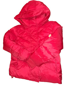 BCBG BCBGeneration Womens Medium Red Ladies Hooded Puffer Quilt Jacket Coat NWT