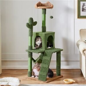 Large Cat Tree Cactus Cat Tower for Indoor Cats, Activity Center Cat Play House