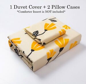DaDa Bedding  Yellow Fleur Orange Tulips Floral Duvet Cover Set w/ Pillow Cases