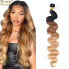 28 Inch Body Wave Brazilian Virgin Human Hair Bundles Weft Remy Ombre 1b/4/27