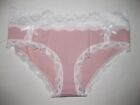 Shein lace trim w/bows cotton bikini panties S pink w/white nip kawaii 80s