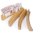 Wood Curved Playing Card Holder Racks Tray Set of 4 for Kids Seniors Adults