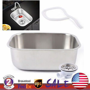 Small Stainless Steel Narrow Rectangle Undermount Sink Compact Bar Sink Kitchen!