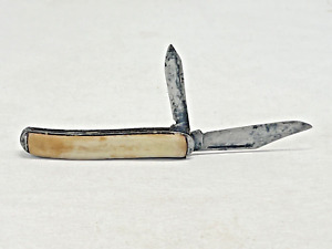 Vintage Old Colonial Cutlery 2 Blade Foldling Pocket Knife Horn Handle