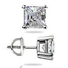 1.50 Ct Asscher Cut Solitaire Stud Earrings Solid 14k White Gold Screw Back Gift