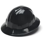 BLACK FULL BRIM ANSI WORK SAFETY CONSTRUCTION HARD HAT 4 PT. Ratchet Suspension