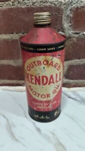 Vintage Kendall Outboard Motor Oil Can 1 Quart Oil Can Gas Oil Can Cone Top