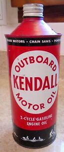 VINTAGE KENDALL OUTBOARD MOTOR OIL 2 CYL CONE TOP QUART EMPTY CAN