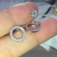 Cute Cubic Zircon Silver Plated Stud Earring Women Wedding Jewelry Gift