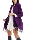 Oversized Blanket 100% Cashmere Scarf Shawl Wrap Solid Scotland Wool Purple