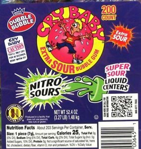 Extra Sour Nitro Dubble Bubble Wrapped Gumballs Bulk Vending Gum FREE SHIP USA!