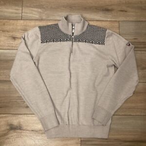 Dale Of Norway Eirik 1/4 Zip 100% Merino Wool Sweater Beige Tan Men's Size L