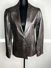 Lafayette 148 Women's Size 4  Dark Brown Textured Jacket 100% Leather