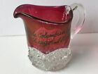 Chicago Columbian Expo 1893 Souvenir Red Ruby Glass Cream Pitcher