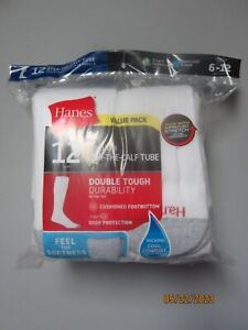 Hanes Men's 12-Pair Cushion Over-the-Calf-Tube White Socks Shoe Size 6-12