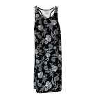 A469385 LAND'S END Scoop-Neck Dresskini Swim Cover-Up Dress Black Floral 16