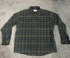 Poncho Flannel Shirt Mens XL Green Brown Plaid Button Outdoors Magnetic Regular