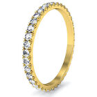 French Pave Round Diamond Women Eternity Ring 18k Yellow Gold Wedding Band 0.6Ct