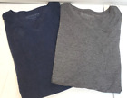 Duckworth Mens V Neck T Shirt Rambouillet Merino Wool Dark Gray & Blue Size XXL