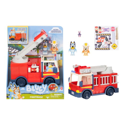 Fire Truck with Bluey Exclusive Firefighter Bingo and Bob Bilby, Ages 3+