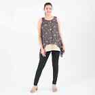 TAMSY Navy Polyester Chiffon Screen Printed Round Neck Sleeveless Top-1X Gifts